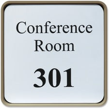 Xstamper Designer Framed Wall/Door Sign 6" Holding Width x 6" Holding Height - Square Shape - Wall, Door - Rounded Corner - Plastic - Almond - 1 Each