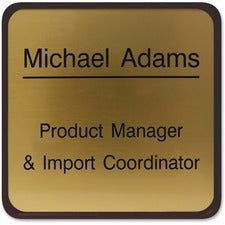 Xstamper Designer Framed Wall/Door Sign 6" Holding Width x 6" Holding Height - Square Shape - Wall, Door - Rounded Corner - Plastic - Brown - 1 Each