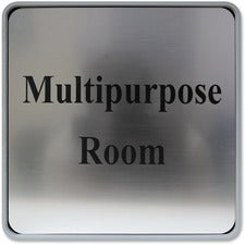 Xstamper Designer Framed Wall/Door Sign 8" Holding Width x 8" Holding Height - Square Shape - Wall, Door - Rounded Corner - Plastic - Gray - 1 Each