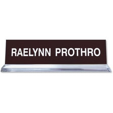 Xstamper Acrylic Base Desk Sign 8" Holding Width x 2" Holding Height - Rectangular Shape - Double Sided - Durable - Acrylic, Plastic - Clear - 1 Each