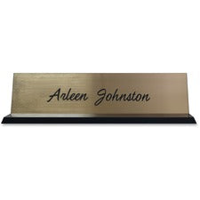 Xstamper Acrylic Base Desk Sign 8" Holding Width x 2" Holding Height - Rectangular Shape - Double Sided - Durable - Acrylic, Plastic - Black - 1 Each