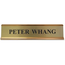Xstamper Aluminum Double-sided Desk Holder 10" Holding Width x 2" Holding Height - Rectangular Shape - Double Sided - Aluminum - Gold - 1 Each