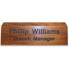 Xstamper Engraved Walnut Desk Sign 8" Width x 2" Height - Engraved - Walnut Wood - 1 Each