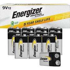 Energizer 9-Volt Industrial Alkaline Batteries, 12-Pack For Multipurpose - 9V - 9 V DC - 12/Box - 6 / Carton