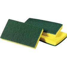 Scotch-Brite Medium-Duty Scrub Sponges 3.5" Height x 6.3" Width x 6.1" Length x 700 mil Thickness - 10/Pack - 6 / Carton - Cellulose, Synthetic Fiber - Yellow, Green