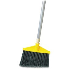Rubbermaid Commercial Aluminum Handle Angle Broom Polypropylene Bristle - 56" Handle Length x 1" Handle Diameter - Aluminum Handle - Gray - 6 / Carton