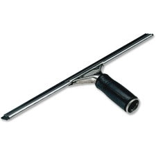 Unger 18" Pro Stainless Steel Complete Squeegee 18" Blade - Rubber Handle - Non-slip Grip, Ergonomic, Quick Lock - Black, Silver - 10 / Carton