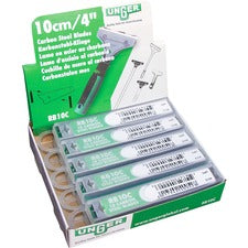 Unger 4" Replacement Scraper Blades 4" Length - Reversible - Carbon Steel - Silver Gray - 10/Pack - 10 / Carton
