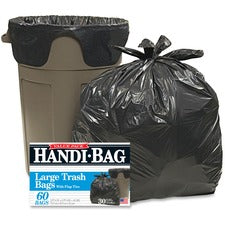Berry Handi-Bag Wastebasket Bags Medium Size - 30 gal Capacity - 36" Length x 29" Width x 0.70 mil (18 Micron) Thickness - Black - Hexene Resin - Home, Office - 60/Box - 6 / Carton
