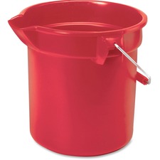Rubbermaid Commercial Brute 14-quart Round Bucket 3.50 gal - Heavy Duty, Rust Resistant, Bend Resistant, Graduated, Stackable, Handle - 11.2" - Steel, High-density Polyethylene (HDPE), Plastic - Red, Nickel, Chrome - 6 / Carton