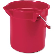 Rubbermaid Commercial Brute 10-quart Utility Bucket 2.50 gal - Heavy Duty, Rust Resistant, Bend Resistant, Handle - 10.2" - Steel, High-density Polyethylene (HDPE) - Red, Nickel, Chrome - 12 / Carton