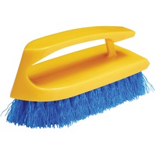 Rubbermaid Commercial Iron Handle Scrub Brush Polypropylene Bristle - 6" Brush Face - Plastic Handle - Navy, Yellow - 12 / Carton