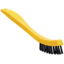Rubbermaid Commercial Tile/Grout Brush 0.80" Plastic Bristle - 8.5" Overall Length - Black, Yellow - 12 / Carton