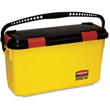 Rubbermaid Commercial Hygen Charging Bucket Non-porous, Watertight, Handle, Ergonomic Design, Latched Lid - 13.6" x 9.5" - Yellow - 3 / Carton