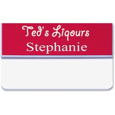 Xstamper Pocket Name Badge With Logo Logo Design - 1" Width x 3" Height - Rectangular Shape - Durable - Plastic - Assorted - 1 Each