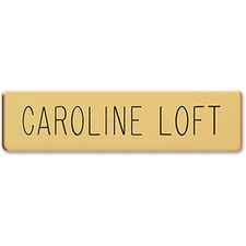Xstamper Black Letters/Gold Metal Uniform Badge 2.5" Width x 0.6" Height - Rectangular Shape - Clutch Fastener - Metal - Gold - 1 Each