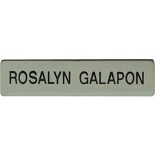 Xstamper Black Letters/Silver Metal Uniform Badge 2.5" Width x 0.6" Height - Rectangular Shape - Clutch Fastener - Metal - Silver - 1 Each