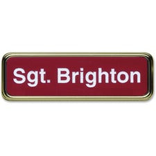 Xstamper Gold Frame Name Badge 1" Width x 3" Height - Rectangular Shape - Durable - Plastic - 1 Each