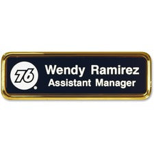 Xstamper Logo Frame Name Badge Logo Design - 1.5" Width x 3" Height - Rectangular Shape - Durable - Plastic - 1 Each