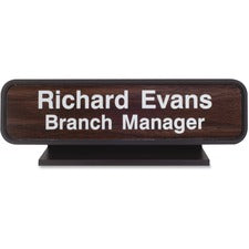 Xstamper Designer Framed Desk Sign Logo Design - 8" Width x 2" Height - Rectangular Shape - Rounded Corner - Plastic - 1 Each