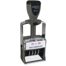 Xstamper ClassiX Self-inking Date Stamp Message/Date Stamp - 0.88" Impression Width x 1.56" Impression Length - 7000 Impression(s) - Assorted - Metal - 1 Each
