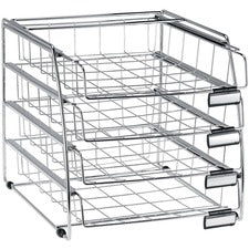 Alba 4 Drawer Letter Tray 4 Compartment(s) - Compartment Size : 2.56" x 11.61" x 14.96" - 15.16" Height12.20" Depth x 12.40" Length - Desktop - Anti-static, Anti-slip - Chrome - Metal - 1 Each