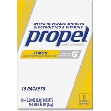 Propel Lemon Beverage Mix Packets with Electrolytes and Vitamins Powder - 0.08 oz - Lemon - 10/Box - 12 / Carton