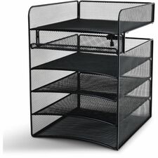 Safco Onyx Horizontal Hanging Desktop Storage 5 Compartment(s) - 10" Height x 14.33" Width x 12.33" Depth - Black - Steel - 1 Each