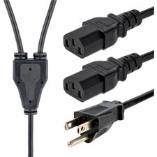 StarTech.com Computer Power Cord - NEMA 5-15P to 2x C13 - 10 ft. For Monitor, Computer, Scanner, Printer - 125 V AC / 10 A - Black - 9.84 ft Cord Length - NEMA 5-15P / IEC 60320 C13 - 1 Each