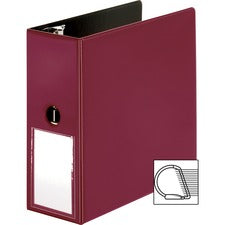 Business Source 5" D-Ring Binder 5" Binder Capacity - 1050 Sheet Capacity - Fastener(s): Slant D-Ring - Pocket(s): Internal - Burgundy - Transparent, Lay Flat, Label Holder, Spine - 1 Each