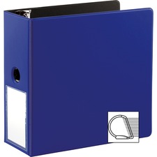 Business Source 5" D-Ring Binder 5" Binder Capacity - 1050 Sheet Capacity - Fastener(s): Slant D-Ring - Pocket(s): Internal - Navy - Transparent, Lay Flat, Label Holder, Spine - 1 Each