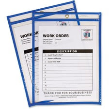C-Line Neon Colored Stitched Shop Ticket Holders Support 9" x 12" Media - Vinyl, Metal - Neon Blue - 1 Each