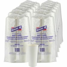 Genuine Joe 20 oz Disposable Hot Cups 20 fl oz - White - Polyurethane - Coffee, Hot Drink, Picnic, Company, Tea, Hot Chocolate, Beverage - 50/Pack - 20 / Carton