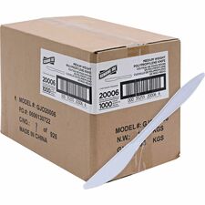 Genuine Joe Individually Wrapped Knife 1 Piece(s) - Knife - 1 x Knife - Disposable - White - 1000 / Carton