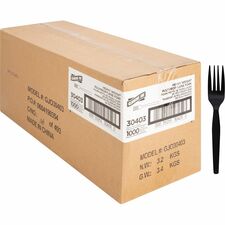 Genuine Joe Heavyweight Fork 1 Piece(s) - Fork - 1 x Fork - Disposable - Textured - Black - 1000 / Carton