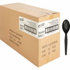 Genuine Joe Heavyweight Spoon 1 Piece(s) - Spoon - 1 x Spoon - Disposable - Textured - Black - 1000 / Carton