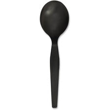 Genuine Joe Heavyweight Disposable Soup Spoons 1 Piece(s) - Soup Spoon - 1 x Soup Spoon - Disposable - Textured - Black - 1000 / Carton
