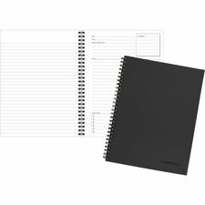 Mead Limited Meeting Notebook 80 Pages - Wire Bound - Both Side Ruling Surface - Ruled Front Ruling - 7 1/4" x 9 1/2" Sheet Size - Black Cover - Perforated, Dual Sided - Recycled - 1 Each
