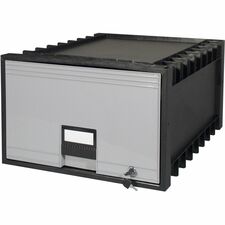 Storex Storage Case External Dimensions: 18.3" Length x 11.5" Width x 24.4" Height - Media Size Supported: Legal - Heavy Duty - Stackable - Black, Gray - Recycled - 1 Each
