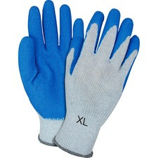 Safety Zone Blue/Gray Coated Knit Gloves Latex Coating - X-Large Size - Blue, Gray - Crinkle Grip, Knitted - For Industrial - 2/Pair - 1 Dozen