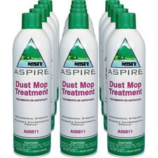 MISTY Aspire Dust Mop Treatment For Multipurpose - Aerosol - 16 fl oz (0.5 quart) - Lemon, Citrus Scent - VOC-free, No-wax, Water Based, Non-flammable, Silicon-free - Clear, White - 12 / Carton