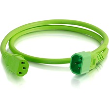 C2G 10ft 18AWG Power Cord (IEC320C14 to IEC320C13) - Green For PDU, Switch, Server - 250 V AC / 10 A - Green - 10 ft Cord Length - IEC 60320 C14 / IEC 60320 C13 - 1 Each