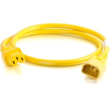 C2G 10ft 18AWG Power Cord (IEC320C14 to IEC320C13) - Yellow For PDU, Switch, Server - 250 V AC / 10 A - Yellow - 10 ft Cord Length - IEC 60320 C14 / IEC 60320 C13 - 1