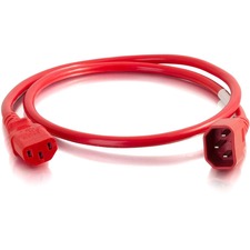 C2G 10ft 14AWG Power Cord (IEC320C14 to IEC320C13) -Red 250 V AC / 15 A - Red - 10 ft Cord Length - IEC 60320 C14 / IEC 60320 C13 - 1 Each