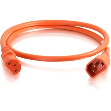 C2G 10ft 14AWG Power Cord (IEC320C14 to IEC320C13) - Orange For PDU, Switch, Server - 250 V AC / 15 A - Orange - 10 ft Cord Length - IEC 60320 C14 / IEC 60320 C13 - 1