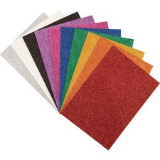 Creativity Street Wonderfoam Glitter Sheets Art Project, Craft Project - 8.50" Height x 8.25" Width x 11.70" Length - White, Silver, Gold, Orange, Red, Pink, Green, Blue, Purple, Black - Foam - 10 / Pack