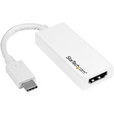 StarTech.com USB-C to HDMI Adapter - White - 4K 60Hz 1 x 24-pin Type C USB Male - 1 x 19-pin HDMI Digital Audio/Video Female - 3840 x 2160 Supported - White - 1 Each