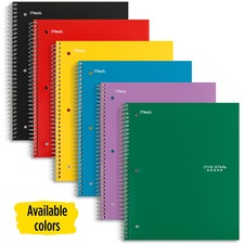 Five Star Wirebound Wide Rule 1-Subject Notebook 100 Sheets - Wire Bound - Wide Ruled Front Ruling - 8" x 10 1/2" Sheet Size - Assorted Plastic Cover - 1 Each