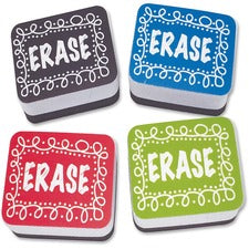Ashley Chalk Design Mini Whiteboard Eraser 2" Width x 1.25" Length - Lightweight, Comfortable Grip - Multicolor - 10 / Pack