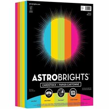 Astrobrights Color Card Stock - 5 Assorted Colours 8 1/2" x 11" - High-impact, Durable, Printable, Acid-free, Lignin-free - Lunar Blue, Solar Yellow, Terra Green, Cosmic Orange, Fireball Fuchsia - 250 / Pack